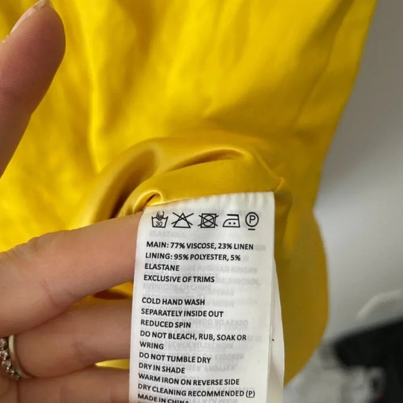 Bardot Linen Blend Ruffle Strap Mini Dress Marigold Yellow Size Small/6 - Picture 5 of 5